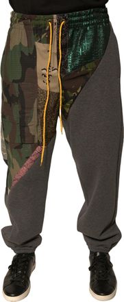 Dolce & Gabbana Mens Multicolor Patchwork Cotton Jogger Sweatpants Pants