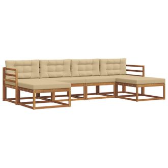 vidaXL Conjunto De Sof&aacute;s De Exterior Con Coj&iacute;n 6 Pcs Natural Y Beige Vidaxl