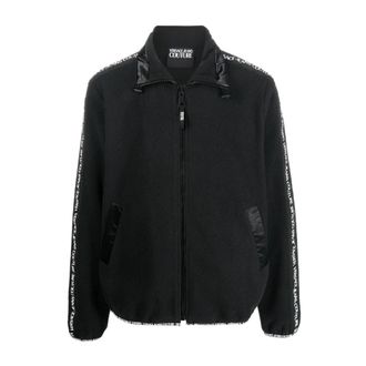 Versace Jeans Couture Zwarte Mix Tape Logo Sweatshirt - Heren - Zomerjassen - Zwart - L - Polyester - Jassen