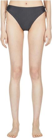 Ziah Gestreepte Zelfstrik Bikini Broekjes - Dames - Bikinis - Grijs - XS - Nylon - Badmode