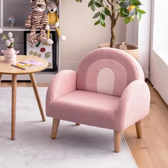 Costway Costway - Sill&oacute;n Infantil Con Tela De Felpa Suave, Espuma De Alta Elasticidad, Patas De Madera Macizas, Sill&oacute;n Tapizado Para Ni&ntilde;os, Para Guarder&iacute;a, Sa