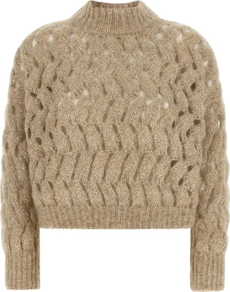Brunello Cucinelli Beige Wool Womens Cardigan