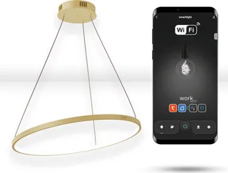 OEM L&aacute;mpara Redonda Interna Con Anillo Colgante Led Tuya De 40 Cm, Color Dorado Y Wifi
