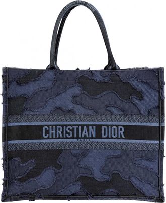 Dior Navy Canvas Handbag Tote Bag (Pre-Owned)