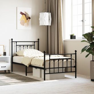 vidaXL Vidaxl - Estructura Cama Sin Colch&oacute;n Con Estribo Metal Negro 80x200 Cm