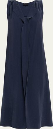 Giorgio Armani Technical Silk Sleeveless Midi Shirtdress