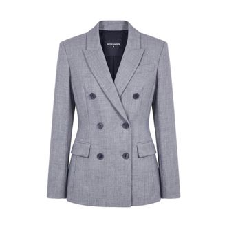 Patrizia Pepe Slim-fit Double-Breasted Stretch Blazer - Dames - Jassen - Grijs - Maat: L Zijde