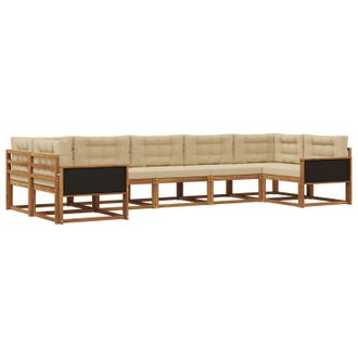 vidaXL Conjunto De Sof&aacute;s De Exterior Con Coj&iacute;n 7 Pcs Natural Y Beige Vidaxl