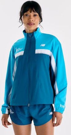 New Balance Donna NYC Marathon Jacket in Blu, Nylon Intrecciato, Taglia XS