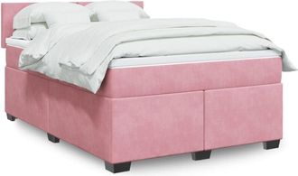 vidaXL Vidaxl - Cama Box Spring Con Colch&oacute;n Terciopelo Rosa 140x200 Cm