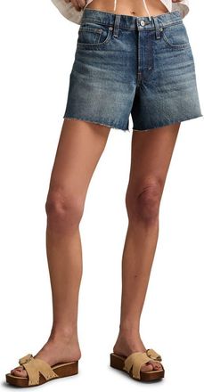 Lucky Brand 90s Raw Hem High Waist Denim Midi Shorts in Repeat Your Smile Wash at Nordstrom, Size 27