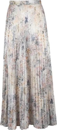 Golden Goose Beige/Sky Blue Sequin Pleated Long Skirt