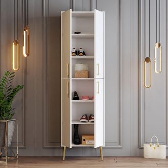 Dmora Armario Multiusos Grande Laino, 6 Estantes, 4 Puertas, 6 Espacios, 60x202h Cm Blanco