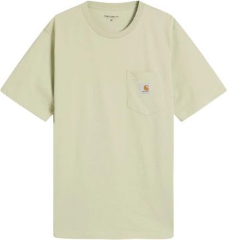 Carhartt Work in Progress Wit T-shirt met Zakje Logo Detail Korte Mouw - Heren - T-shirts - Groen - L - Katoen - Tops