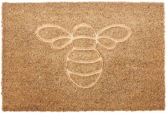 Beliani Beliani - Felpudo Moderno De Interior 40 X 60 Cm Motivo Abejorro Fibra De Coco Antideslizante Reverso De Pvc Natural Cavite