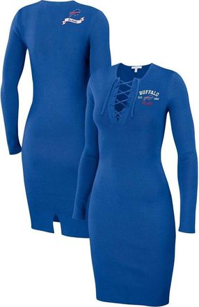 WEAR by Erin Andrews Womens WEAR by Erin Andrews Royal Buffalo Bills Lace Up Long Sleeve Dress at Nordstrom, Size Xx-Large