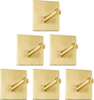 OEM Toallero Sin Taladro - Ganchos Adhesivos - 6 Unidades - Dorado - Acero Inoxidable