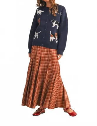 Merci Plaid Maxi Skirt In Burgundy