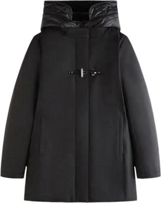 Fay Toggle Coat in Zwart Gabardine - Dames - Winterjassen - Zwart - XS - Katoen - Jassen