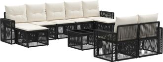 vidaXL Conjunto De Sof&aacute;s De Jard&iacute;n 10 Uds. Negro Y Blanco Crema Vidaxl