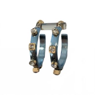 Smith & Co Womens Metallic Metal Hoop Earring In Blue