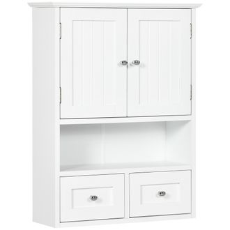 Kleankin Armario De Pared Para Ba&ntilde;o Armario Colgante Mueble Suspendido De Ba&ntilde;o Con 2 Puertas Y 2 Cajones Para Cocina Estilo Moderno 50,8x17,8x66 Cm - Kleankin