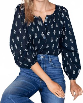 Emerson Fry Frances Hand-Block Print Blouse In Marguerite Organic