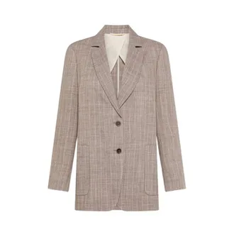 Seventy Blazers, female, Gray, Size: 2XS Blazer gessato in misto lino