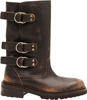 Golden Goose Kurt With Straps Distressed Upper - Dames - Hoge Laarzen - Bruin - 39 EU - Leer - Schoenen