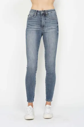 Judy Blue Tummy Control Contrast Wash Skinny Jeans In Blue