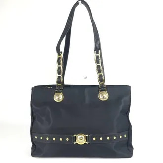 Versace Nylon Leather Shoulder Bag Tote Bag (Pre-Owned)