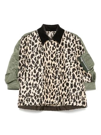 sacai leopard-print bomber jacket - Green
