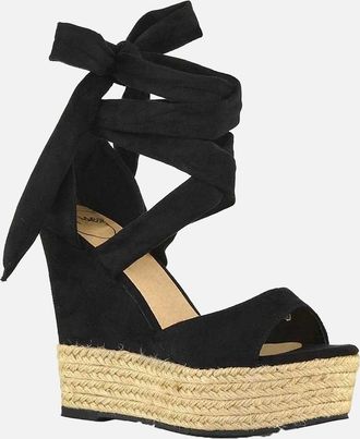 XY London Womens XY London Womens/Ladies Sansa Platform Wedge Sandals - Jet Black Brown - Size: 4