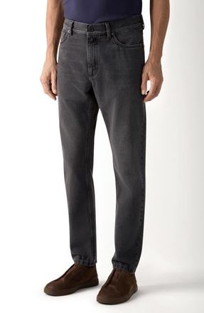 Ermenegildo Zegna Black Stone-Washed Cotton Roccia Jeans at Nordstrom, Size 36