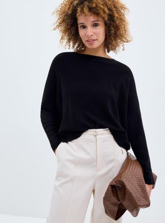 Contemporaine Womens Fine knit oversized boxy-fit boat-neck sweater