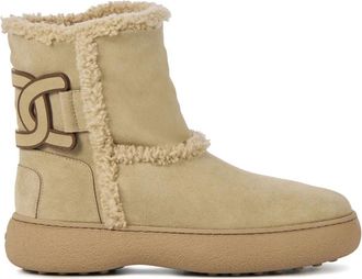 Tod's Suede Enkellaarsjes - Dames - Winterlaarzen - Beige - 41 EU - Schoenen