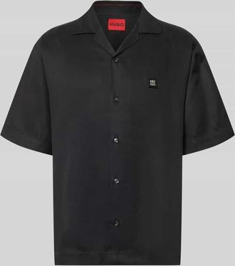 HUGO BOSS Relaxed Fit Freizeithemd aus reinem Lyocell Modell ESPINO in Black, Gr&ouml;&szlig;e XXL