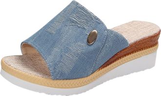 Generic YIzdegg Slippers Womens Summer Platform Sandals Open Toe Summer Shoes Thick Sandals Non-Slip Beach Shoes Elegant Wedge Sandals Breathable Wide Feet Ou