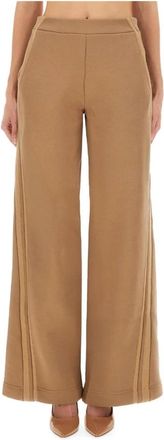 Max Mara High-Waisted Wide-Leg Tailored Broeken - Dames - Wijde Broeken - Beige - M - Broeken