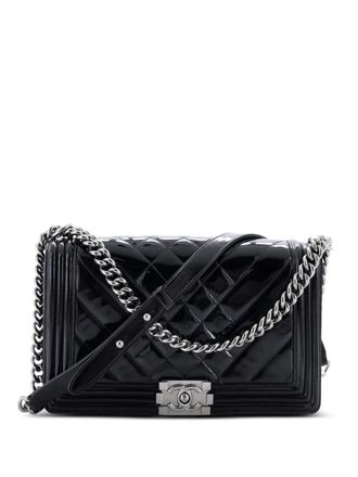 Chanel Boy Flap Bag Chevron Patent New Medium shoulder bag - Nero
