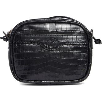 Longchamp 1980 Croc Embossed Small Crossbody Bag in Black at Nordstrom Rack