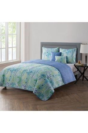 VCNY Home Harmony Reversible Blue Paisley Quilt Set - King at Nordstrom Rack