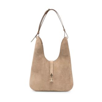 Tom Ford Tassen, Dames, Beige, ONE Size, Su&egrave;de, T-sluiting Su&egrave;de Schoudertas