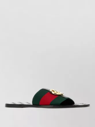 Gucci riviera fabric slides striped band