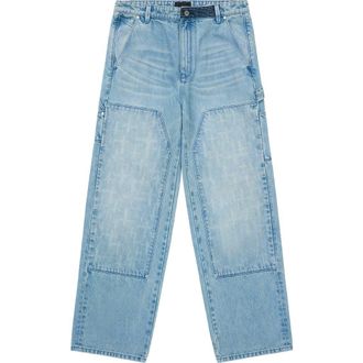 Rta Santiago Relaxed Straight Leg Carpenter Jeans in Ocean Mist Cross Cut at Nordstrom, Size 28