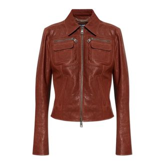 Dolce & Gabbana Leren Jas - Dames - Leren en Su&egrave;de Jassen - Bruin - S - Leer - Jassen
