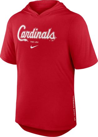 Nike St. Louis Cardinals Arched Wordmark Nike Mens Dri-FIT MLB Hooded T-Shirt in Red | 03NB62QSCN-6XV