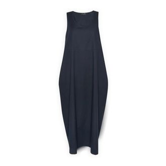 Elena Miro Barrel Jurk in Poplin - Dames - Casual kleedjes - Blauw - 3XL - Katoen - Kleedjes