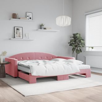 vidaXL Vidaxl - Sof&aacute; Cama Nido Con Colch&oacute;n Terciopelo Rosa 100x200 Cm