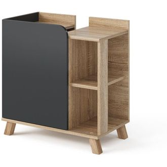 Vicco Mueble Bajo Lavabo Karen, Antracita, 60 X 65 Cm Con Puerta Y Compartimentos Abiertos, Vicco